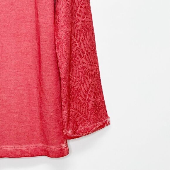 Soft Surroundings Cowl Neck Lace Sleeve Sweatshirt Coral Size - Picture 8 of 12